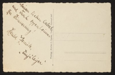 'To my dear Uncle and Aunt Oppenheimer' from Karl Zernik (baby photo, c.1920s)