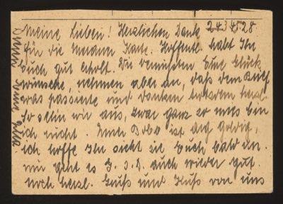 POSTCARD (back, handwritten message dated 24.5.28) German (partially legible): 